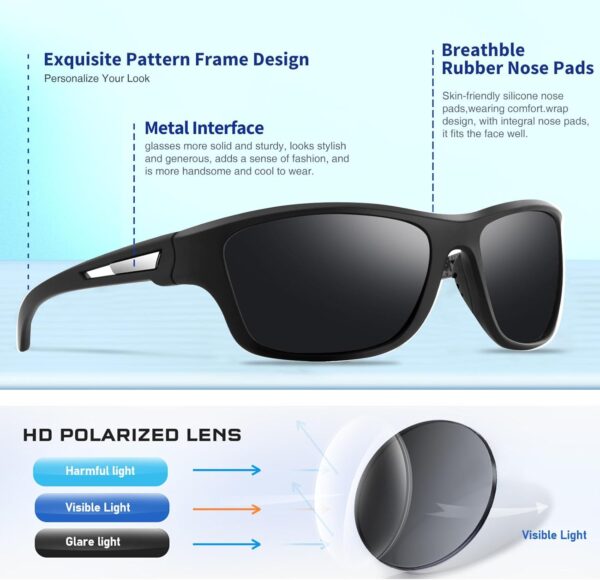 suoso Polarized Sports Sunglasses for Men: UV400 Protection ...