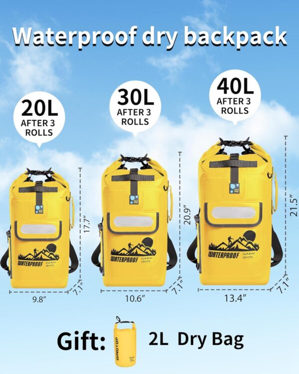 IDRYBAG Dry Bag Backpack 20L/30L/40L, Waterproof Floating Dr...