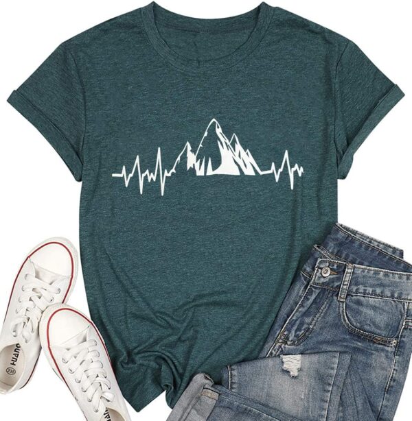 Beach Heartbeat T Shirt for Women Love Heart Graphic Tees Pr...