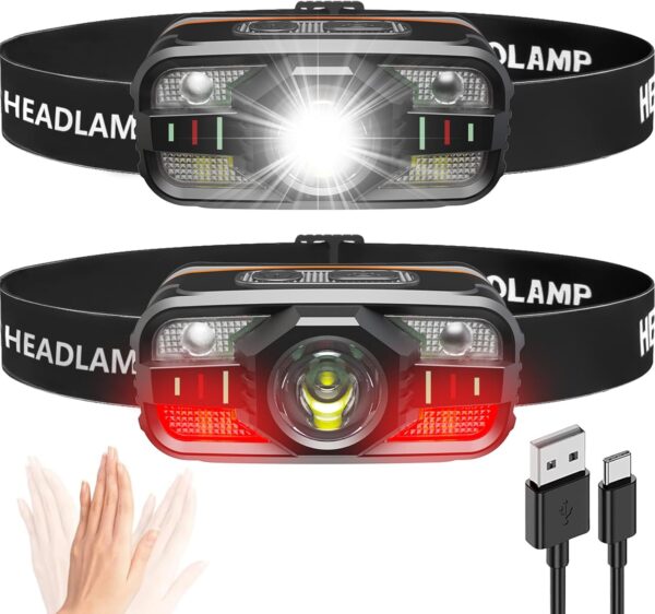 Headlamp Rechargeable, 2000 Lumen Ultra-Light LED Headlight ...