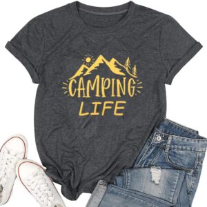 ZXCAHPT Camping Life T Shirt Women Camping Hiking Shirt Moun...