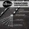 TECEUM Paracord Type III 550 Urban Camo – 100 ft – 4mm – Tac...