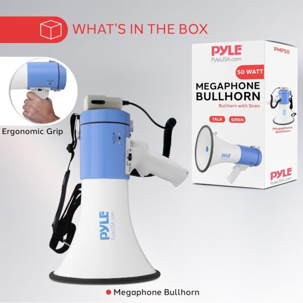 PYLE Portable Megaphone Speaker PA Bullhorn - Built-in Siren...