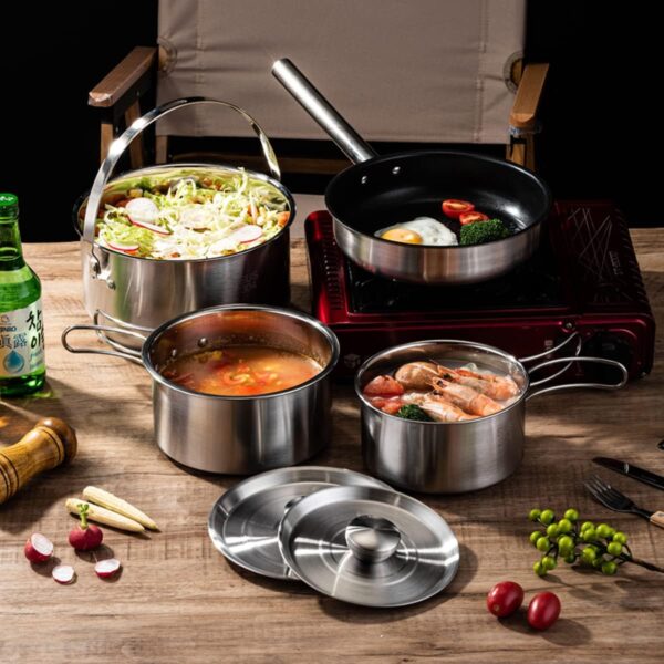 304 Stainless Steel Camping Cookware Set, Pots and Pans for ...