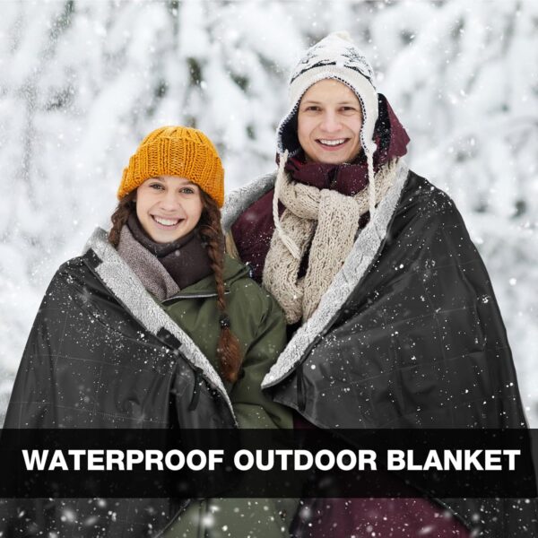 DUKUSEEK Sherpa Waterproof Camping Blanket with Hood - Warm ...