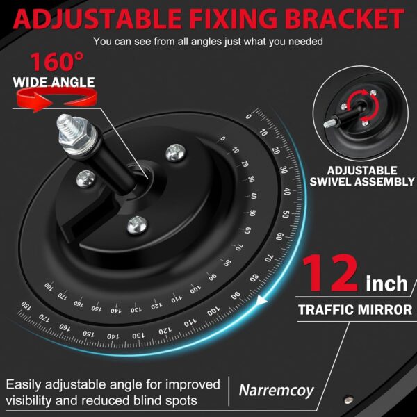2 Pcs 12 inch Acrylic Convex Mirror - Adjustable Wide Angle ...