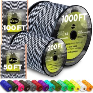 TECEUM Paracord Type III 550 Urban Camo – 100 ft – 4mm – Tac...