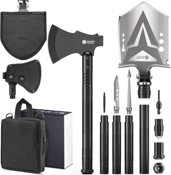 Sahara Sailor Survival Axe, Camping Folding Shovel with Hatc...