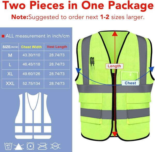 XPCARE 2-Pack Reflective Safety Vest For Women Men, Green Hi...