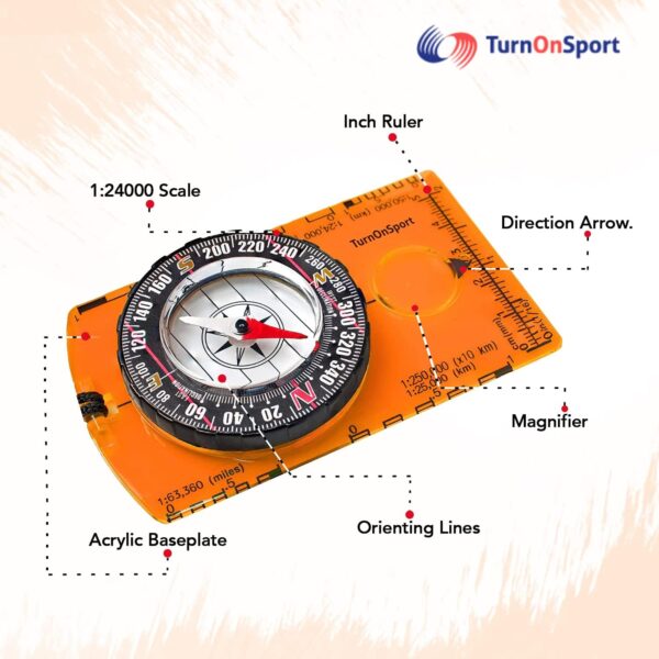 TurnOnSport Orienteering Compass - Advanced Scout Compass fo...