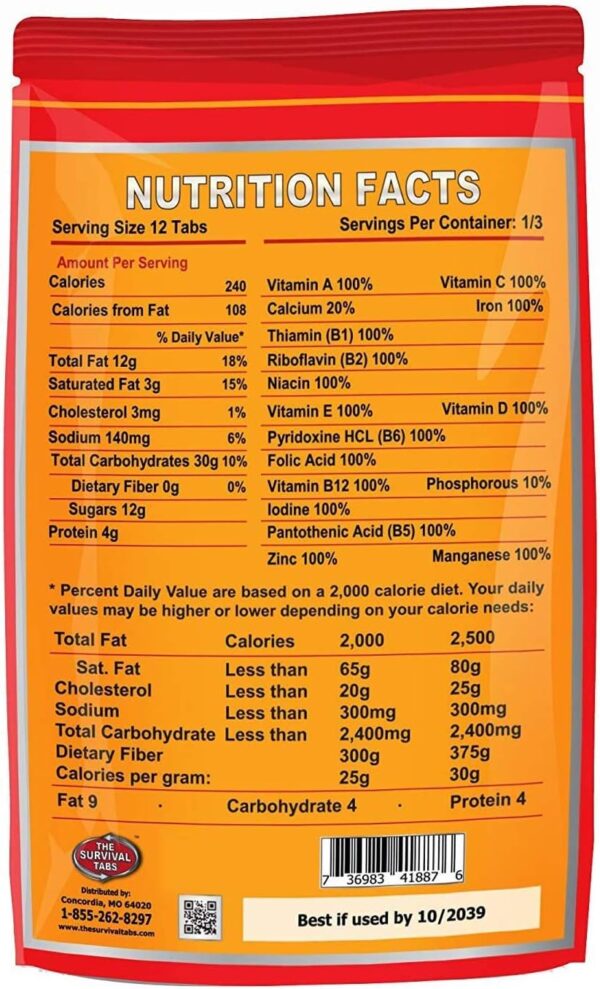 120 tabs Snack Food for 10 Days Emergency Survival MREs Meal...