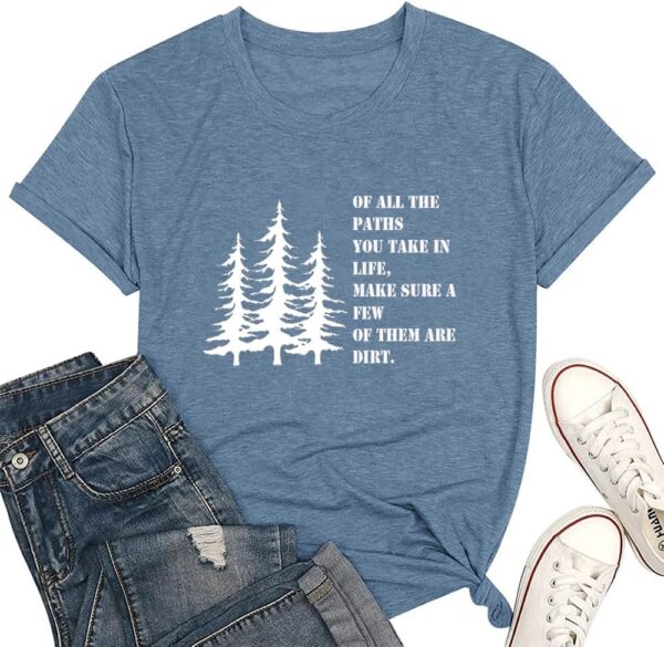 Women Hiking Mountain T Shirt Funny Pine Tree Graphic Tee Su...