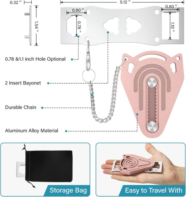 Metal Portable Door Lock for Travel Hotel Room Safety - Hote...