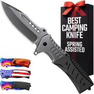 Spring Assisted Knife with G10 Handle Glass Breaker & Pocket...