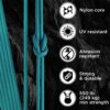 TECEUM Paracord Type III 550 Green Wave – 1000 ft – 4mm – Ta...