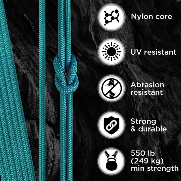 TECEUM Paracord Type III 550 Green Wave – 1000 ft – 4mm – Ta...