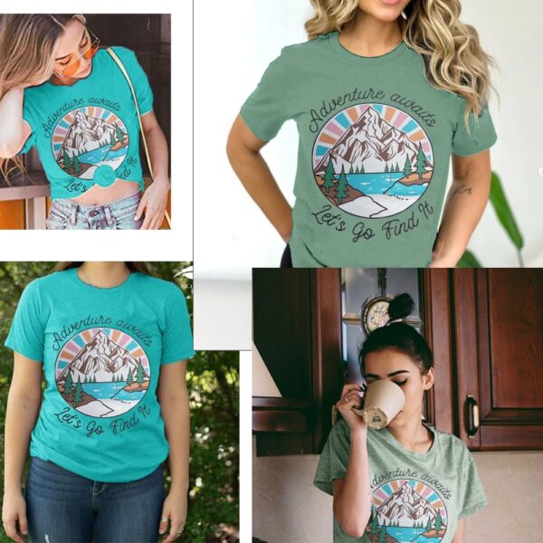 Women Mountain Shirts and So The Adventure Begins Tshirt Sun...