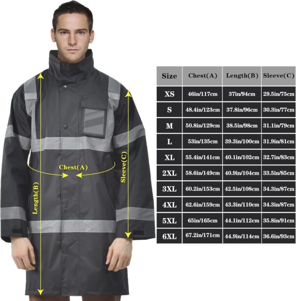 AYKRM HIGH VIS Reflective Rain Jacket security Hi Vis Rain S...