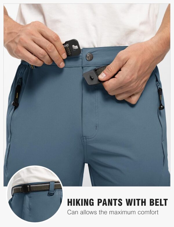 TBMPOY Men's Lightweight Hiking Pants with Belt 5 Zip Pocket...