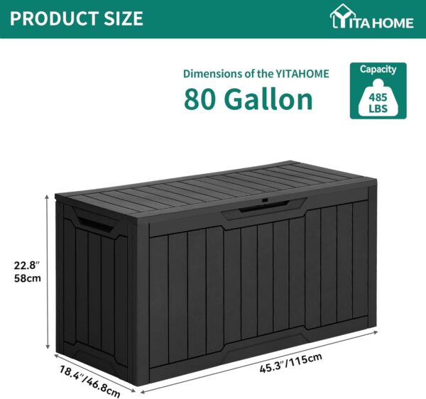 YITAHOME 80-Gallon Waterproof Resin Outdoor Storage Box, Loc...