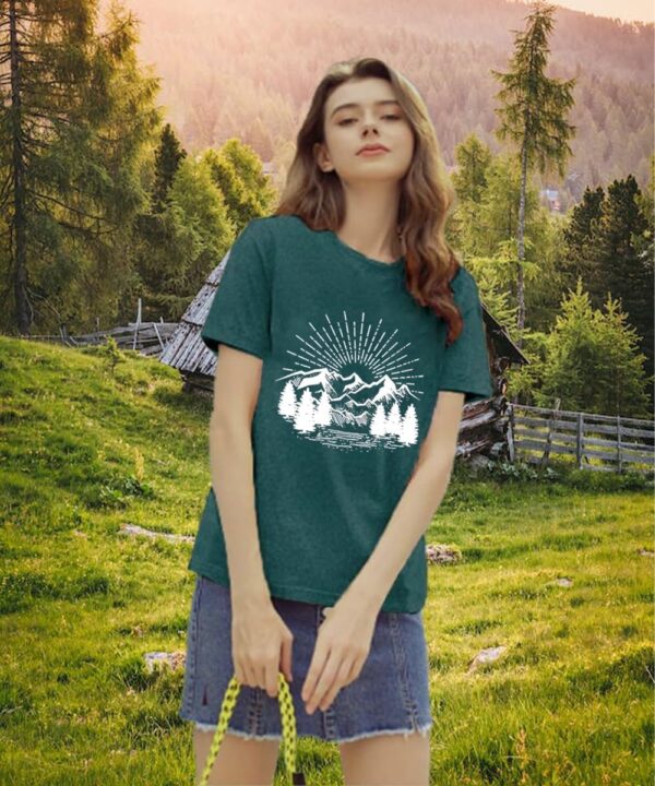 Hiking Shirt for Women Funny Nature Sunrise Graphic Mountain...