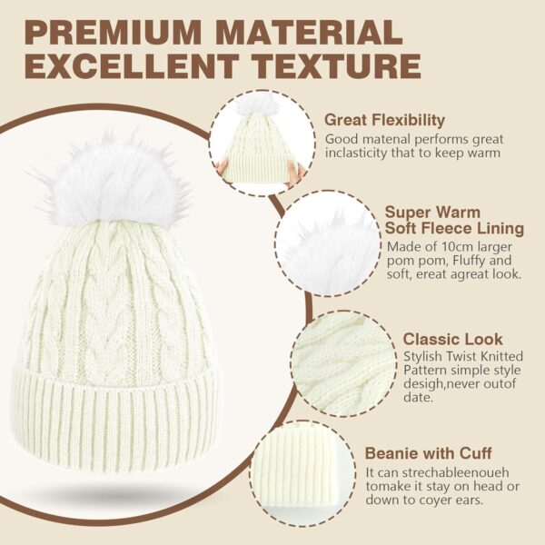 AURUZA Beanie for Women Men, Soft Beanie hat with Faux Fur P...