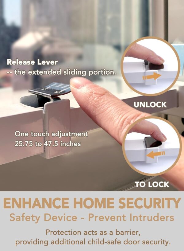 Greatim GT-DB003 Sliding Door Security Lock Bar Adjustable, ...