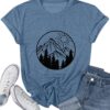 Adventure Awaits Shirts for Women Cute Sunrise Eagle Graphic...