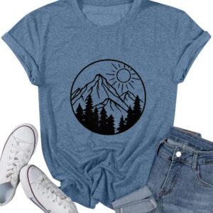 Adventure Awaits Shirts for Women Cute Sunrise Eagle Graphic...