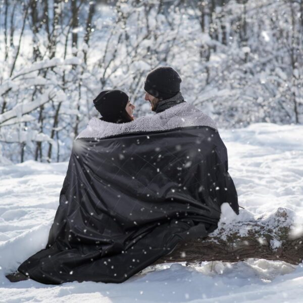 DUKUSEEK Sherpa Waterproof Camping Blanket with Hood - Warm ...