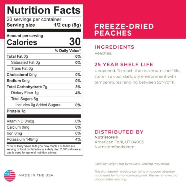 Nutristore Freeze Dried Peaches | 100% Natural, Healthy Frui...