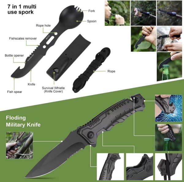 Gearedt Survival Kit, 16 in 1 Professional Survival Gear Too...