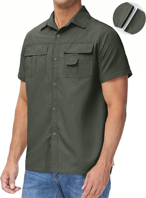 TACVASEN Men's Breathable Quick Dry Solid Convertible Long S...
