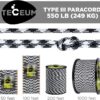 TECEUM Paracord Type III 550 Urban Camo – 100 ft – 4mm – Tac...