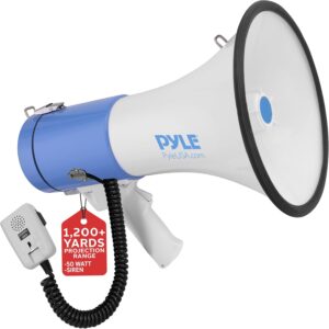 PYLE Portable Megaphone Speaker PA Bullhorn - Built-in Siren...