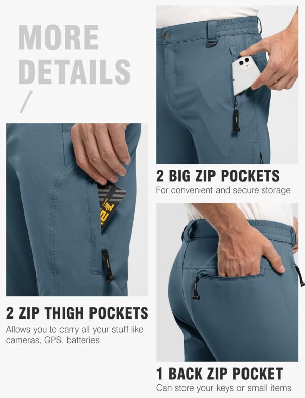 TBMPOY Men's Lightweight Hiking Pants with Belt 5 Zip Pocket...
