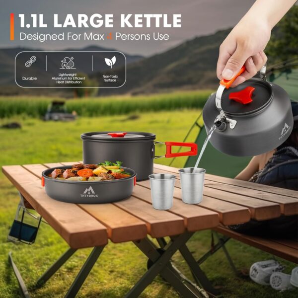 17pcs Camping Cookware Kit, 0.45Gal Pot, 7inches Pan,0.30Gal...