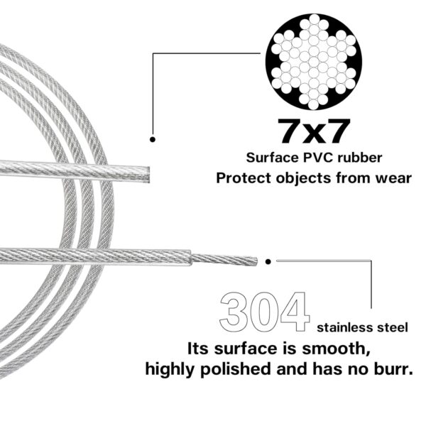 1/8" Safety Cables 2ft Security Cable 304 Stainless Steel Wi...