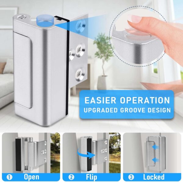 Home Security Door Reinforcement Lock 2Pack, Childproof Safe...