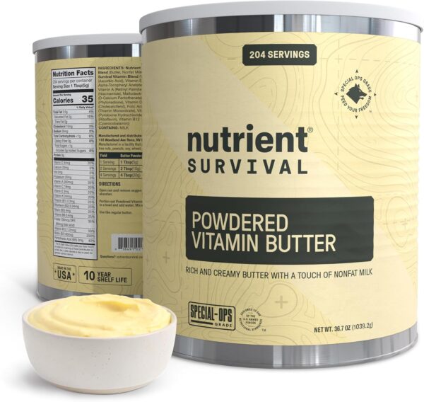 Nutrient Survival Vitamin Butter Powder, Freeze Dried Preppe...