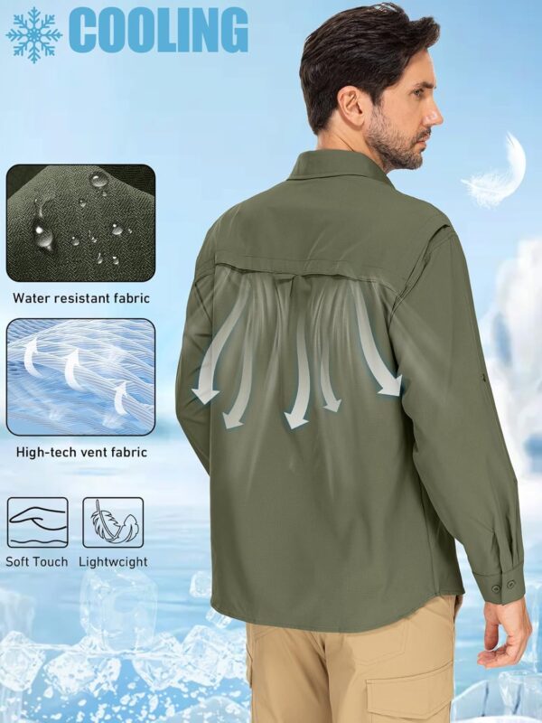 linlon Mens Safari Shirts Long Sleeve UV Protection Hiking F...