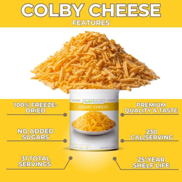 Nutristore Freeze Dried Colby Cheese Shredded | Bulk Emergen...