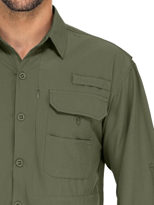 linlon Mens Safari Shirts Long Sleeve UV Protection Hiking F...