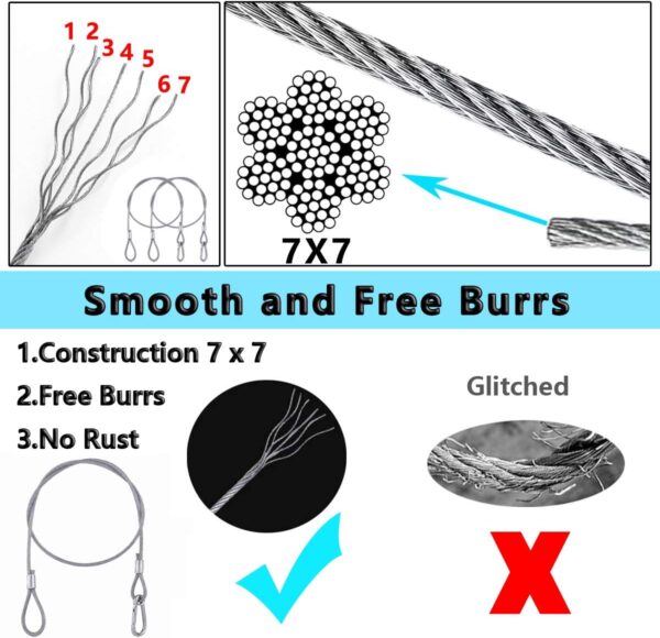 5 Pack Stage Light Safety Cable Stainless Steel Security Wir...