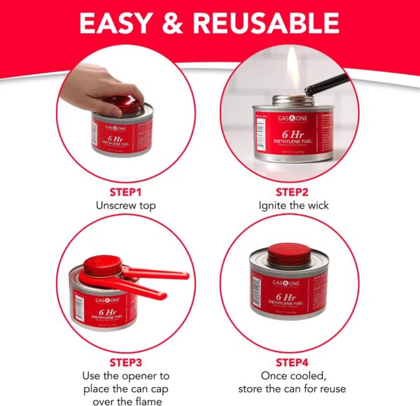 Gas One 6 Hour Chafing Fuel - Food Warmer for Chafing Dish B...