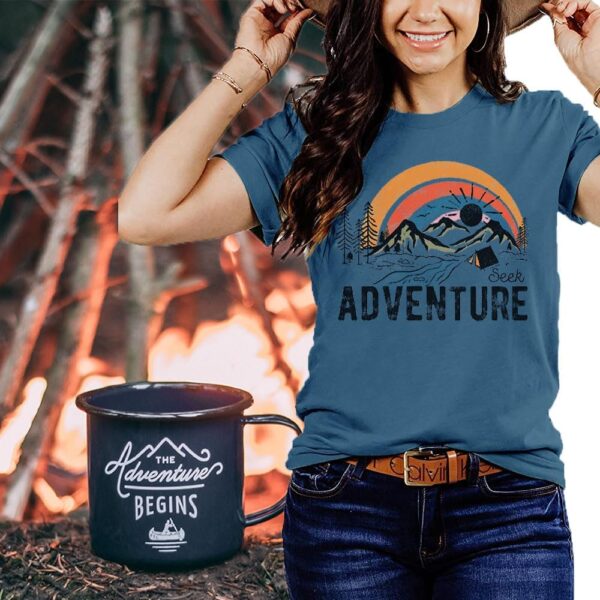 Women Mountain Adventure Workout Tanks Hiking Camping Graphi...