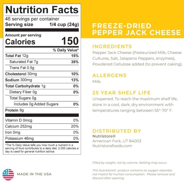Nutristore Freeze-Dried Pepper Jack Cheese Shredded | Amazin...
