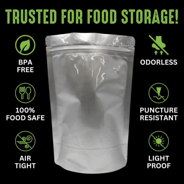 50 Mylar Bags for Food Storage, Airtight 7-Mil Thick Gussete...