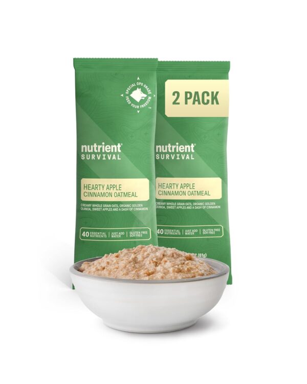 Nutrient Survival MRE Oatmeal, Hearty Apple Cinnamon (2 Sing...