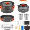 17pcs Camping Cookware Kit, 0.45Gal Pot, 7inches Pan,0.30Gal...